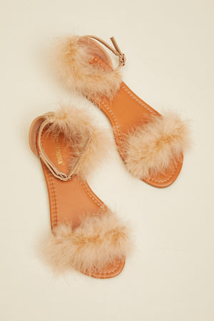 Cape Robbin Drama Queen Feather Trim Sandals