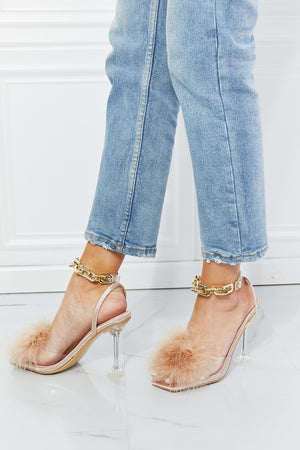 Cape Robbin Fur Strap Chain Detail Heels