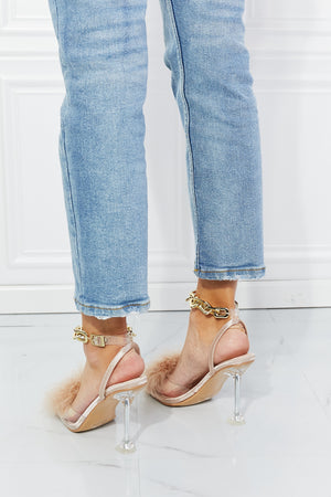 Cape Robbin Fur Strap Chain Detail Heels