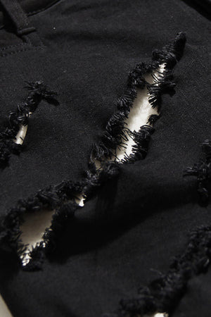 Contrast Destroyed Frayed Detail Jeans
