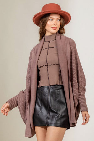 Very J Open Front Dolman Sleeve Longline Cardigan