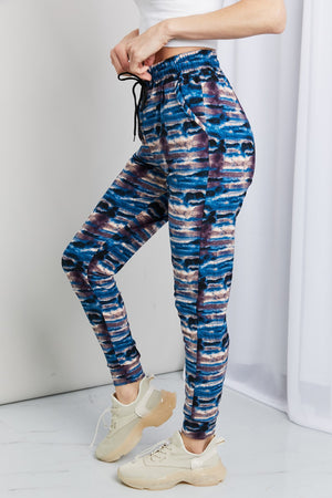 LOVEIT Full Size Tie-Dye Drawstring Elastic Waist Joggers