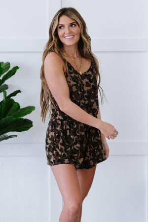 GeeGee Stronger Together Full Size Run Camouflage Romper