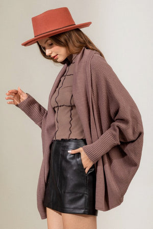 Very J Open Front Dolman Sleeve Longline Cardigan