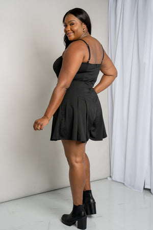 White Birch Full Size Adjustable Strap Pleated Romper