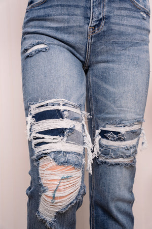 RISEN Full Size Distressed Jeans with Pockets