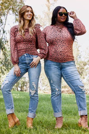 Sugarfox Wild Living Full Size Leopard Lace-Up Top
