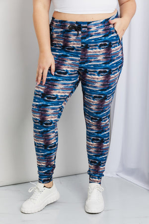 LOVEIT Full Size Tie-Dye Drawstring Elastic Waist Joggers