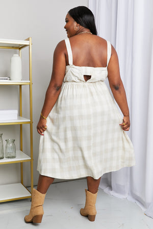 Gilli Full Size Plaid Square Neck Sleeveless Dress with Pockets