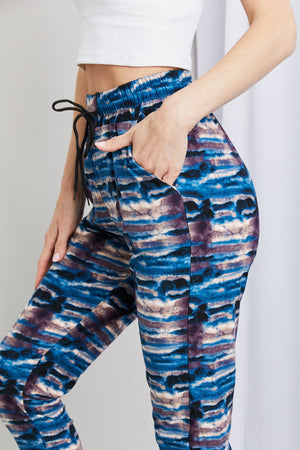 LOVEIT Full Size Tie-Dye Drawstring Elastic Waist Joggers