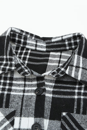 Plaid Curved Hem Longline Shacket