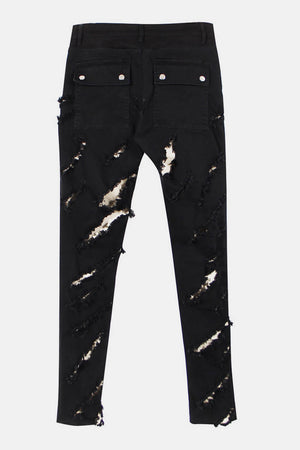 Contrast Destroyed Frayed Detail Jeans