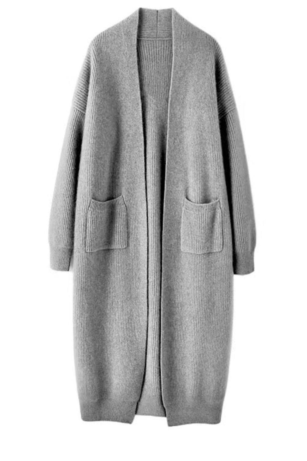 Open Front Duster Cardigan with Double Pockets