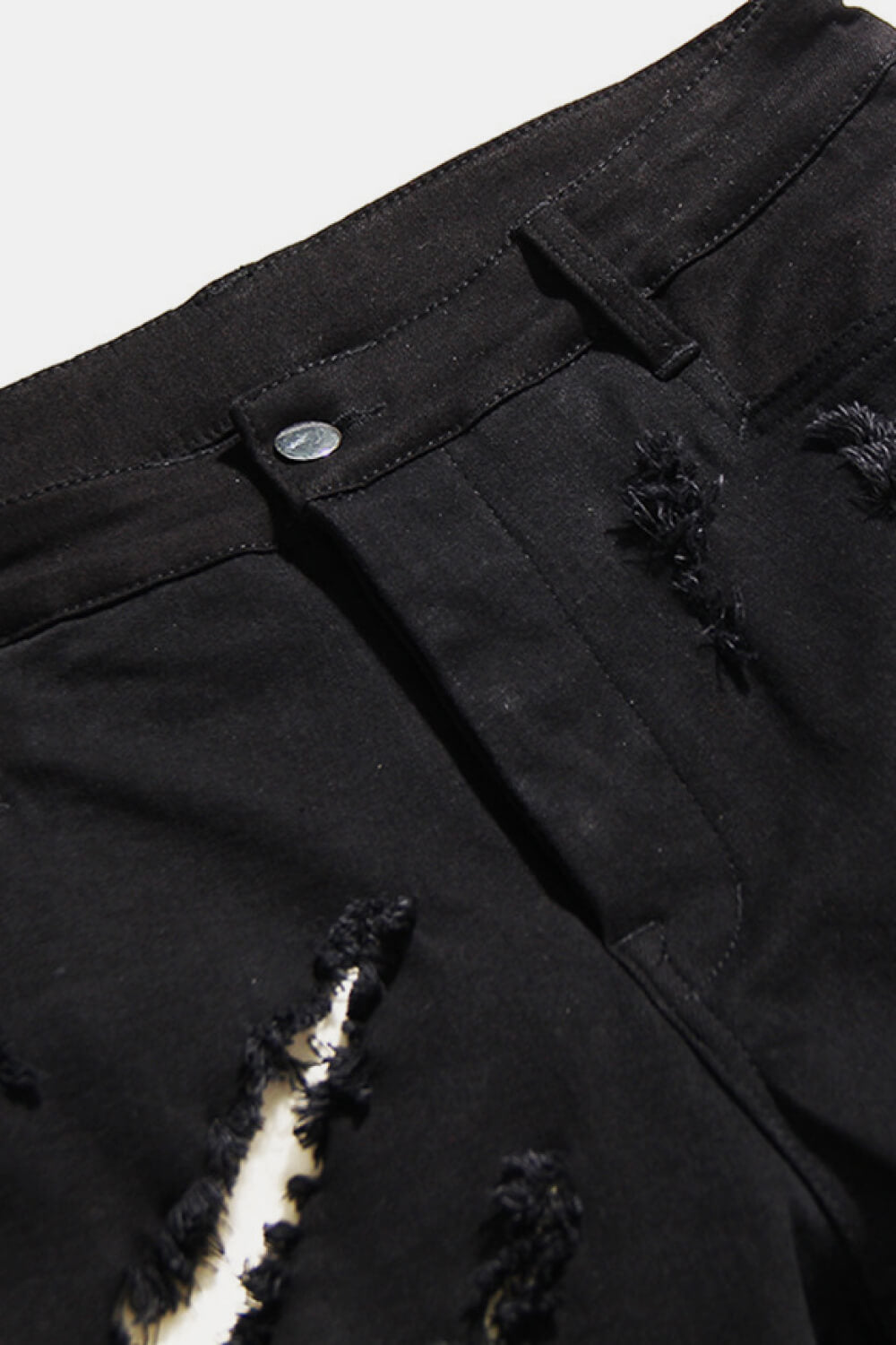 Contrast Destroyed Frayed Detail Jeans