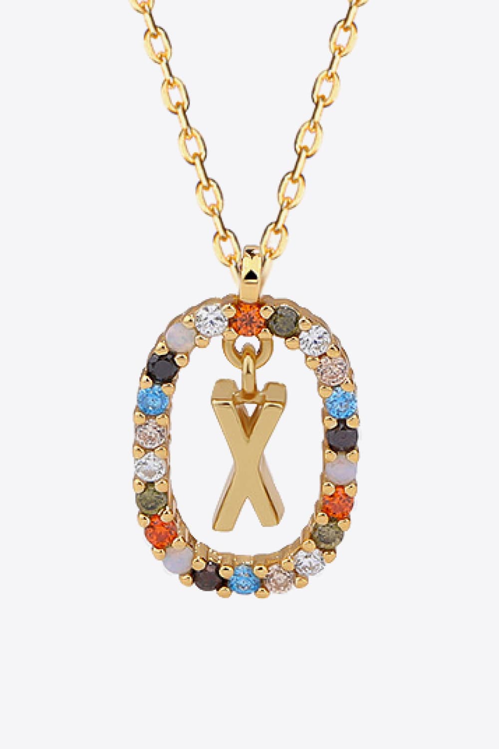 U to Z Multicolored Zircon Pendant Necklace