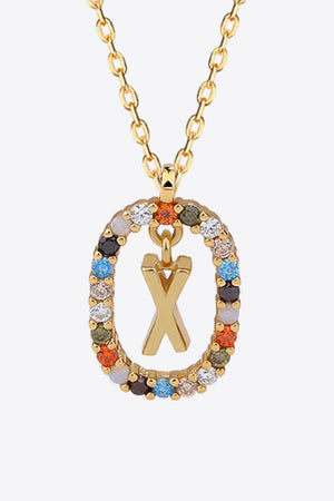 U to Z Multicolored Zircon Pendant Necklace