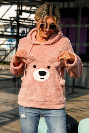 Bear Style Drawstring Fleece Hoodie