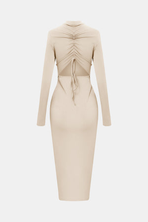 Zip Up Cutout Drawstring Detail Dress