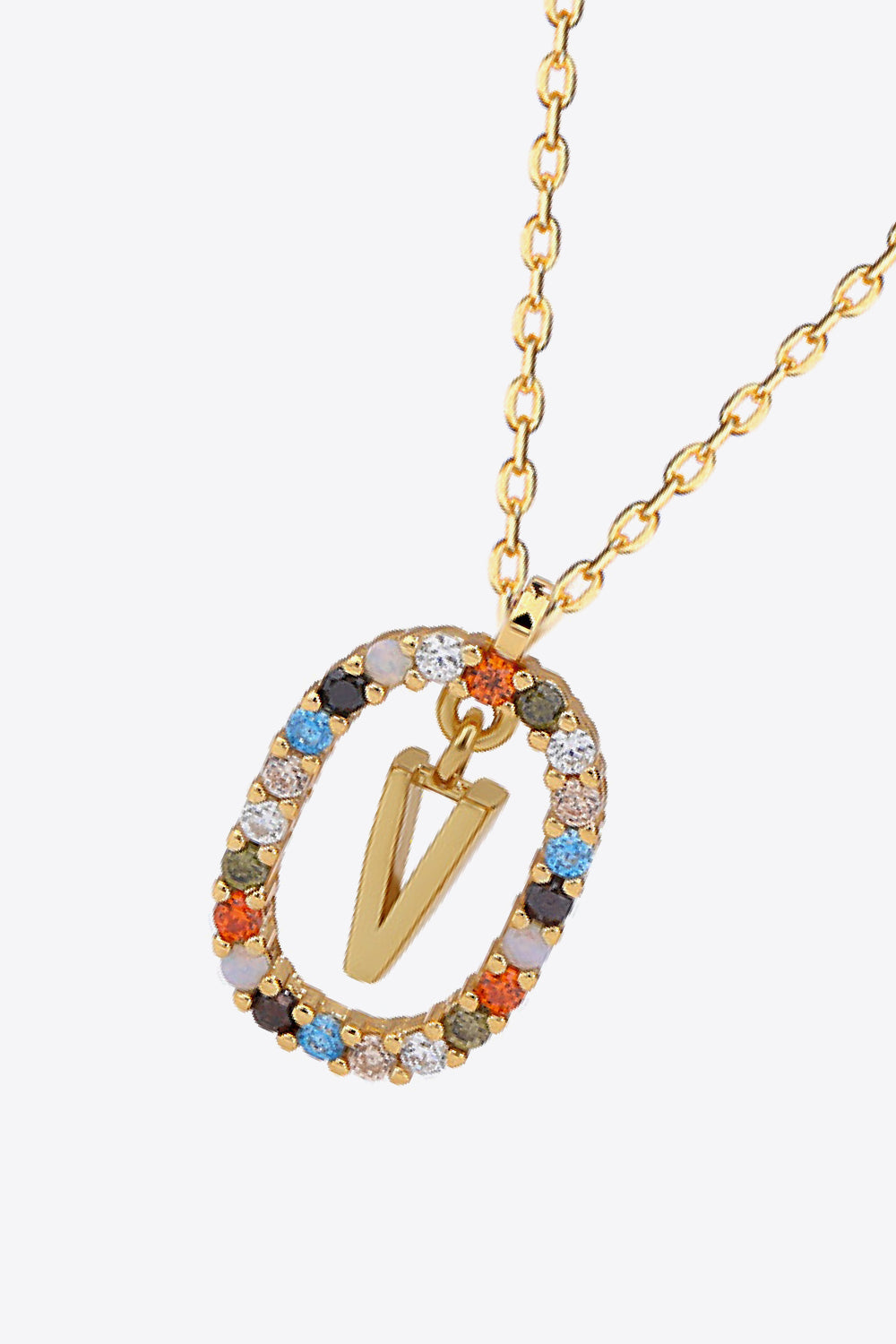 U to Z Multicolored Zircon Pendant Necklace