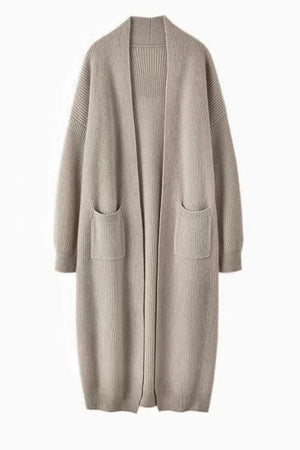 Open Front Duster Cardigan with Double Pockets