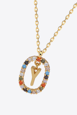 U to Z Multicolored Zircon Pendant Necklace