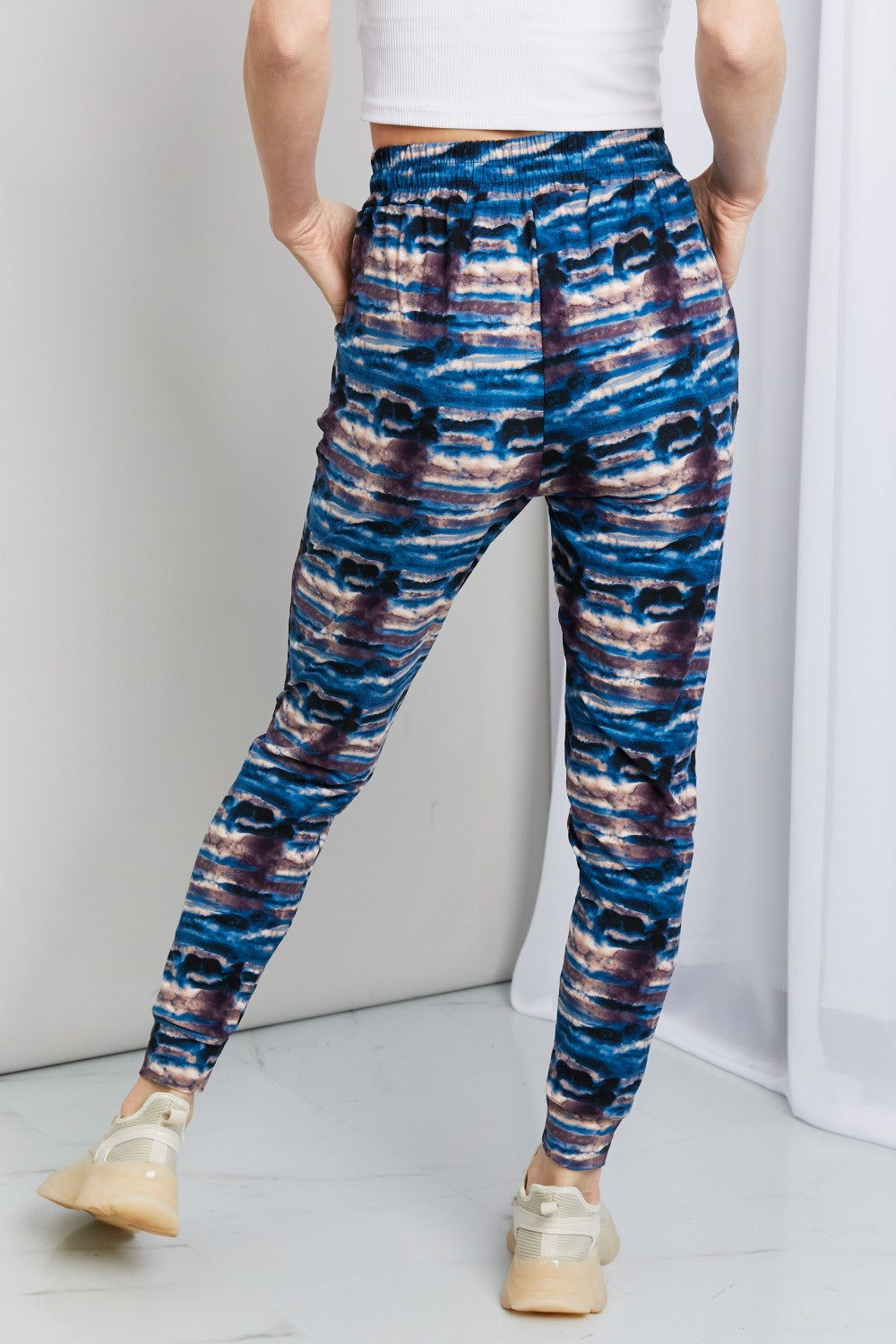 LOVEIT Full Size Tie-Dye Drawstring Elastic Waist Joggers