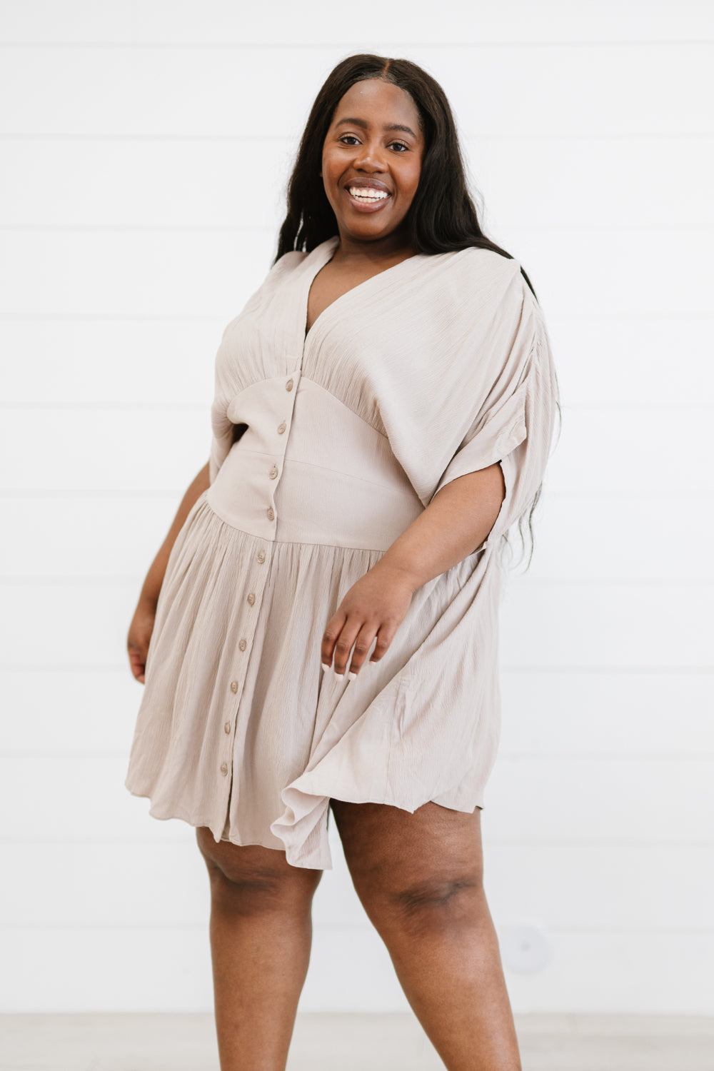 Davi &amp; Dani Stay a Little Longer Full Size Pleated Mini Dress