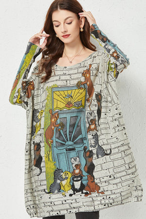 Spend The Day Animal Print Boat Neck Longline Knit Top