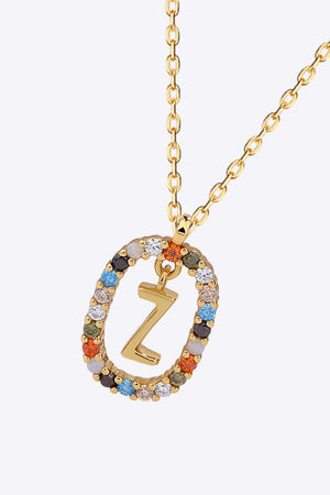 U to Z Multicolored Zircon Pendant Necklace