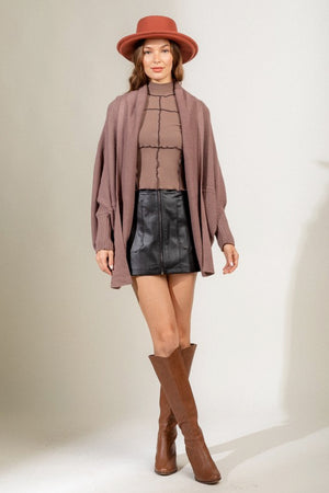 Very J Open Front Dolman Sleeve Longline Cardigan