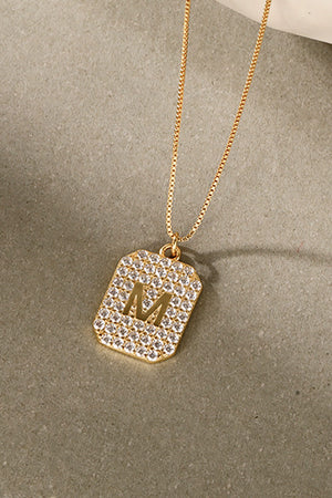 Letter Zircon Pendant Necklace