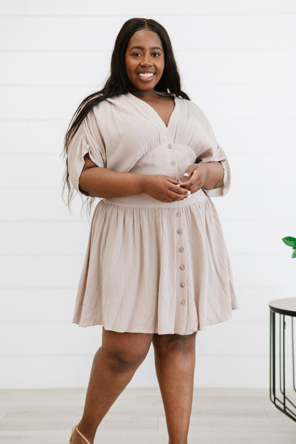 Davi &amp; Dani Stay a Little Longer Full Size Pleated Mini Dress