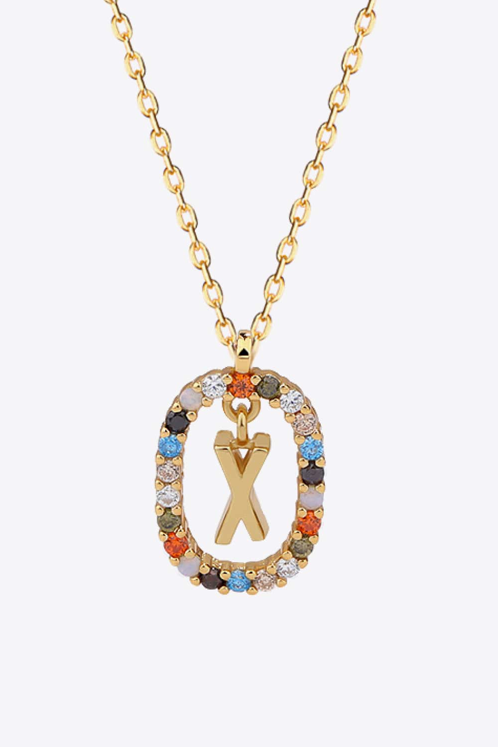 U to Z Multicolored Zircon Pendant Necklace