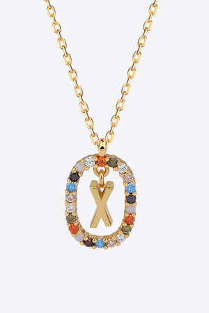 U to Z Multicolored Zircon Pendant Necklace