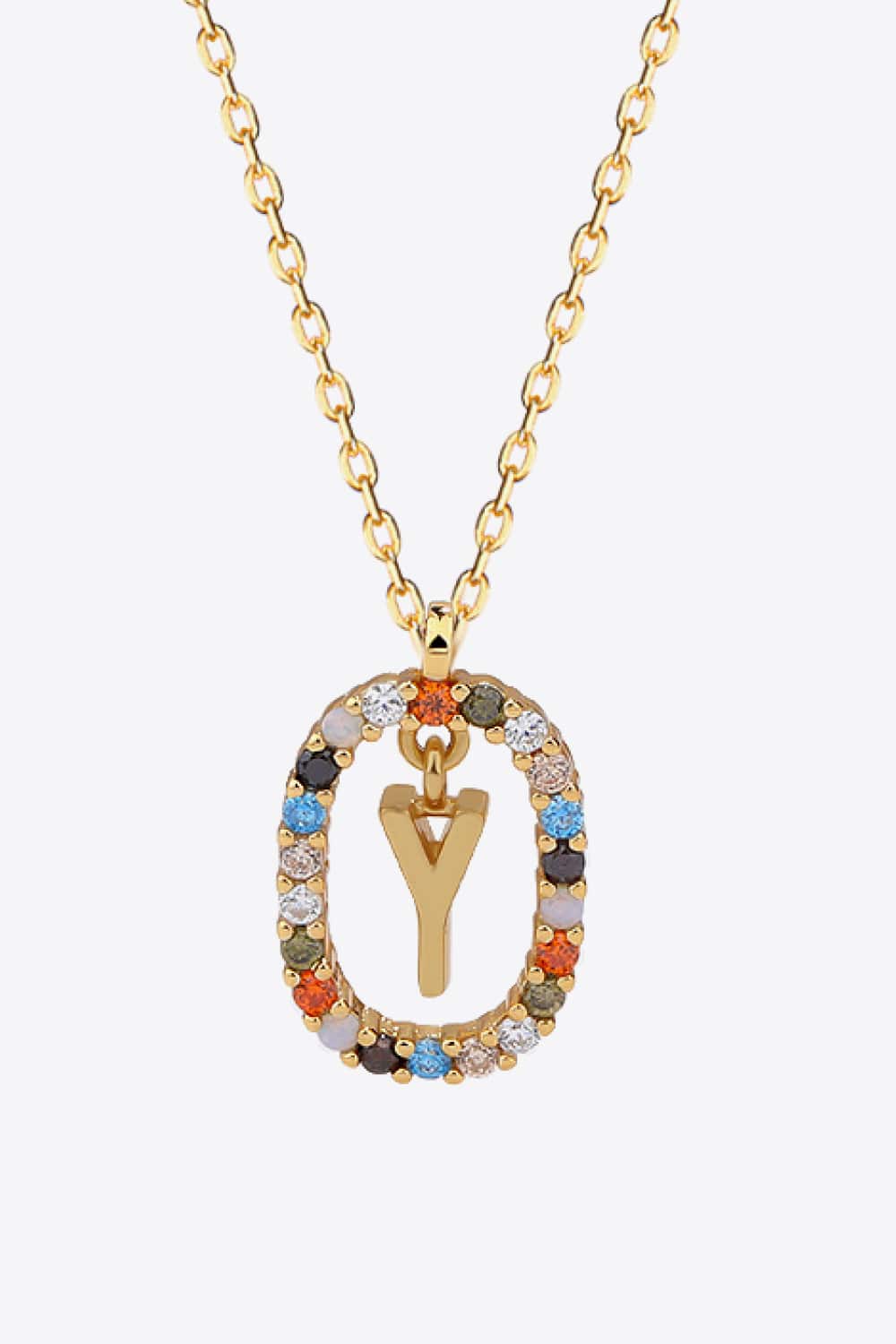 U to Z Multicolored Zircon Pendant Necklace
