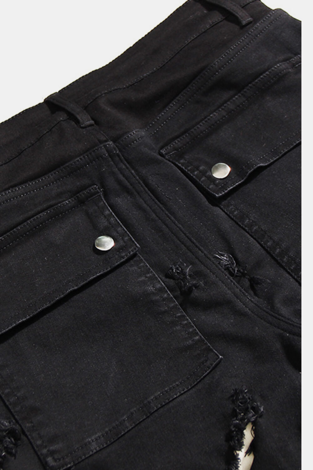 Contrast Destroyed Frayed Detail Jeans