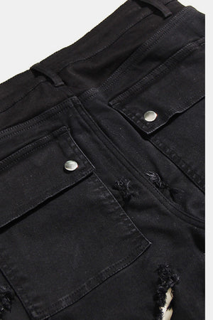 Contrast Destroyed Frayed Detail Jeans