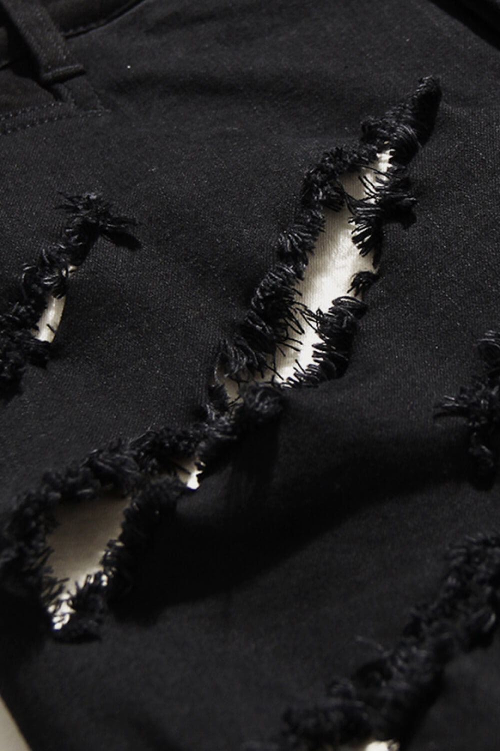 Contrast Destroyed Frayed Detail Jeans