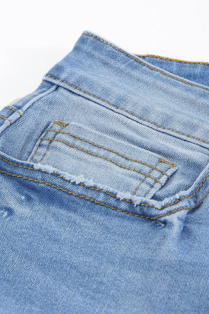 Distressed Acid Wash Jeans with Pockets