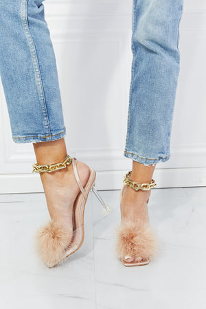 Cape Robbin Fur Strap Chain Detail Heels