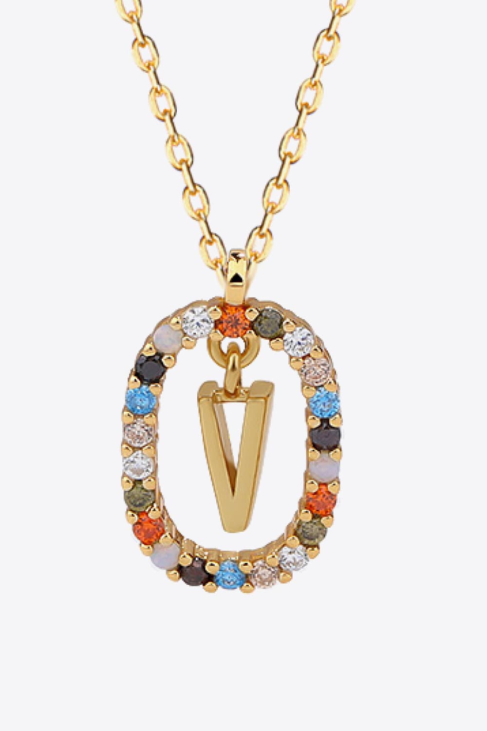 U to Z Multicolored Zircon Pendant Necklace