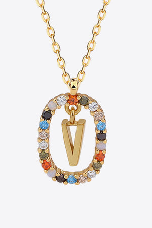 U to Z Multicolored Zircon Pendant Necklace