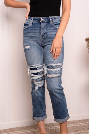 RISEN Full Size Distressed Jeans with Pockets