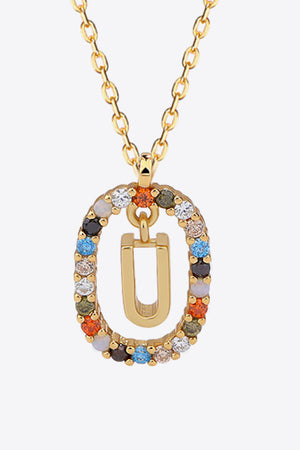 U to Z Multicolored Zircon Pendant Necklace