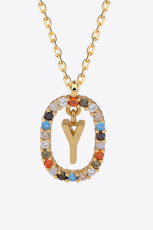 U to Z Multicolored Zircon Pendant Necklace