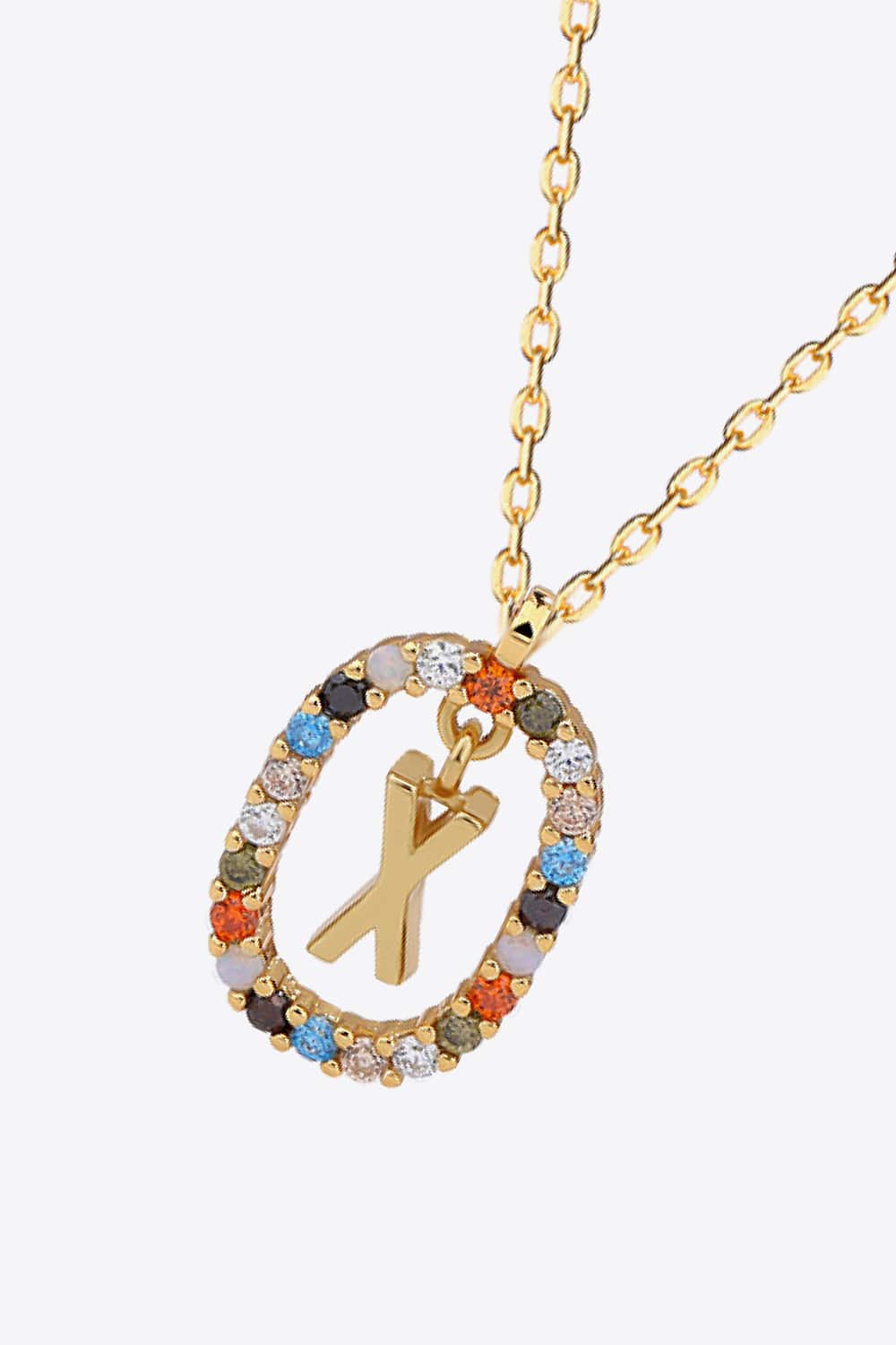U to Z Multicolored Zircon Pendant Necklace