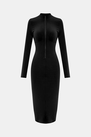 Zip Up Cutout Drawstring Detail Dress