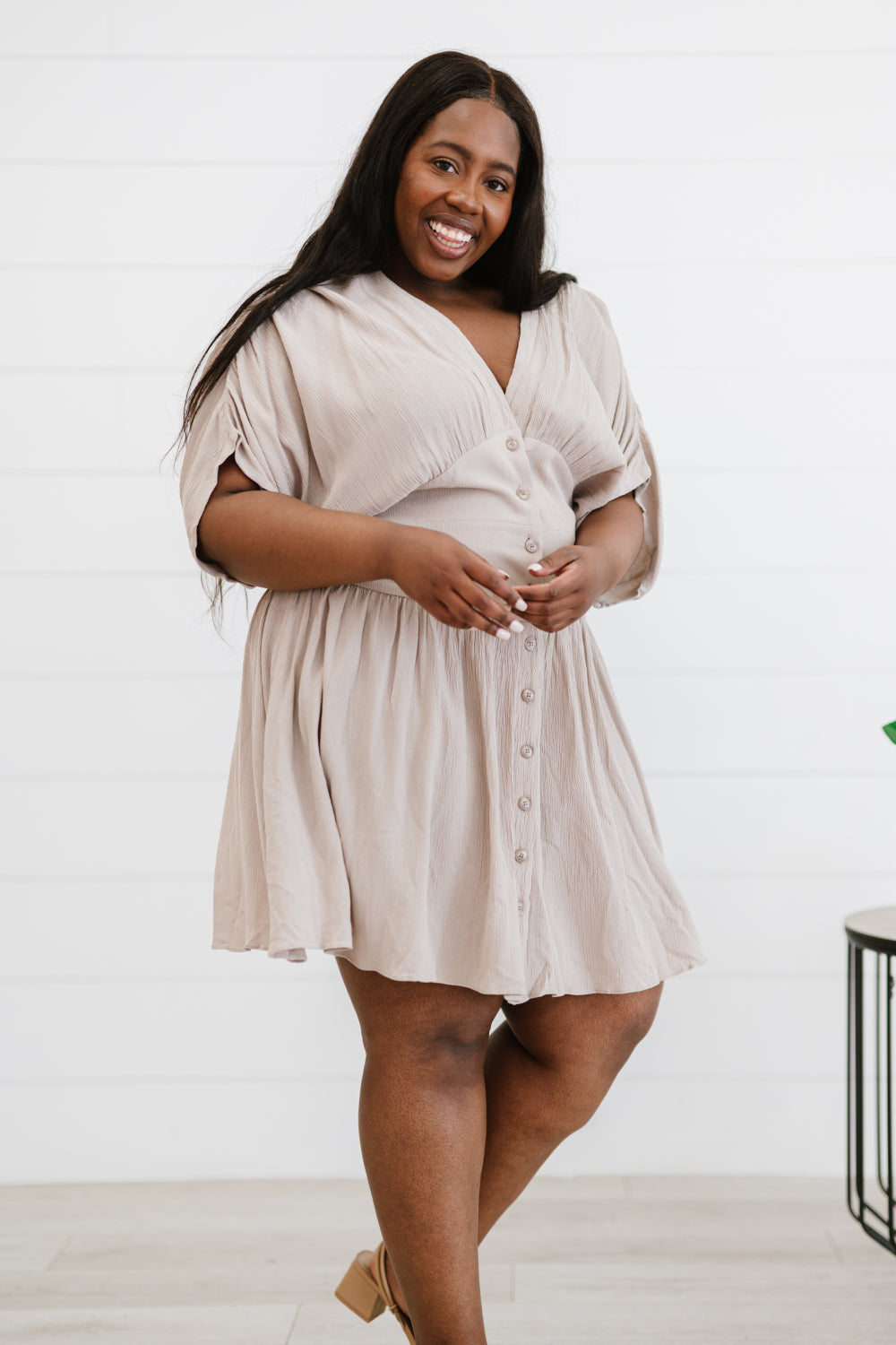 Davi &amp; Dani Stay a Little Longer Full Size Pleated Mini Dress