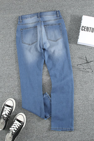 Distressed Acid Wash Jeans with Pockets