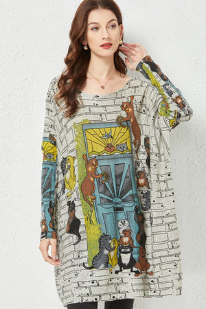 Spend The Day Animal Print Boat Neck Longline Knit Top